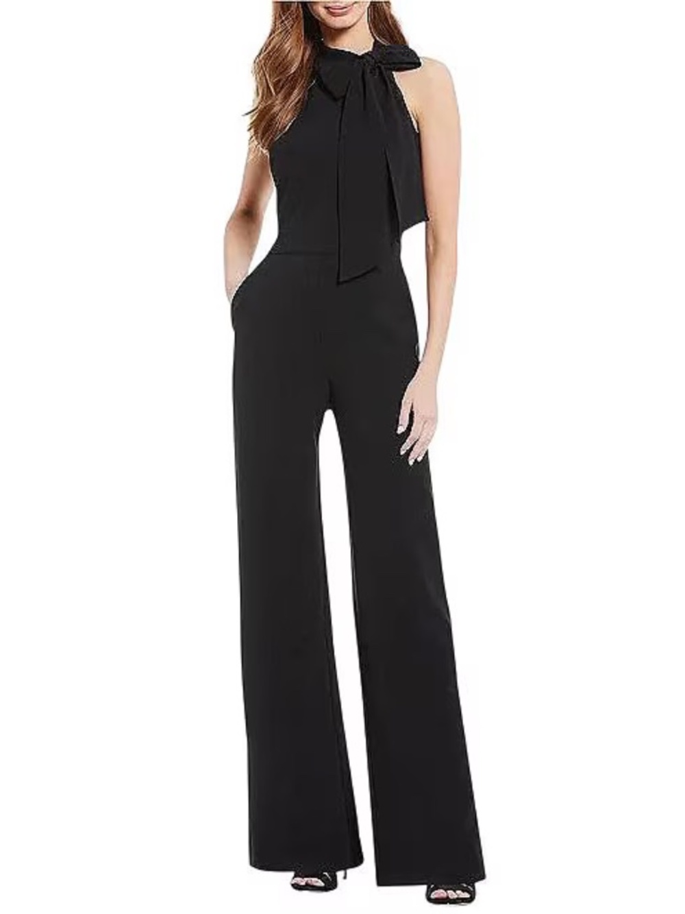 Vince Camuto Black Bow-Neck Halter  Wide Leg Jumpsuit – Size 6 – NWT